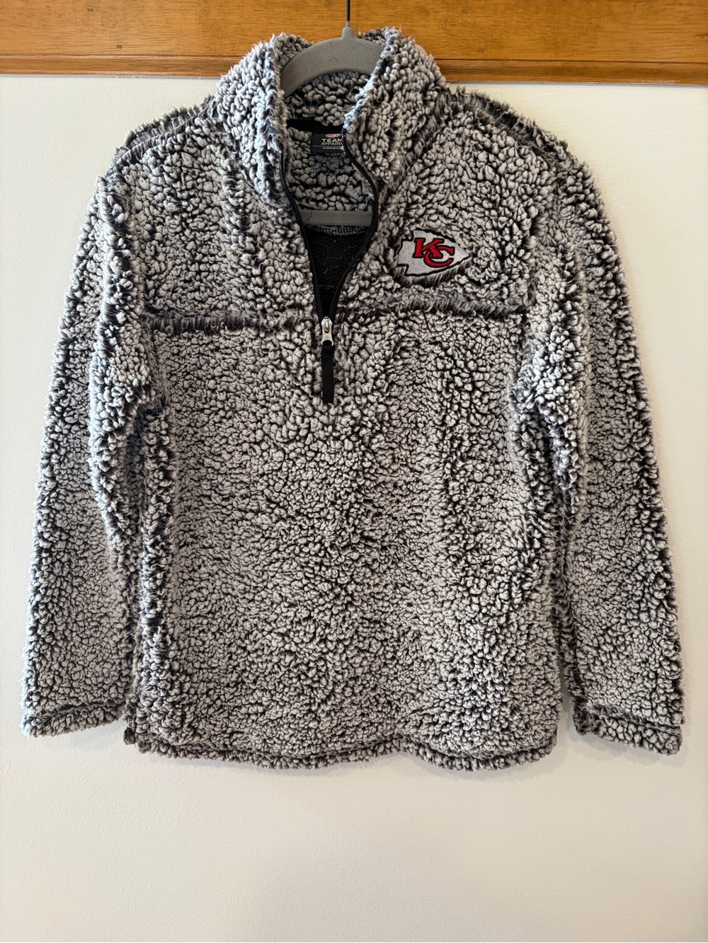 Kansas City Chiefs Women’s Gray Sherpa Quarter-Zip Pullover - XS